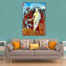 Abstre Renkler Üzerine İnsan Çizimi Kanvas Tablo - 