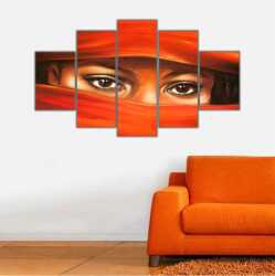 Afgan Kadını 5 Parçalı Kanvas Tablo - 