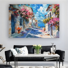 Akdeniz Sokakları Esintisi Kanvas Tablo - 