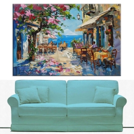 Akdeniz Sokakları ve Meyhaneleri Kanvas Tablo - 