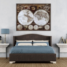 Antik Dünya Haritası 1 Kanvas Tablo - 