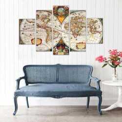 Antik Dünya Haritası 1 Kanvas Tablo - 