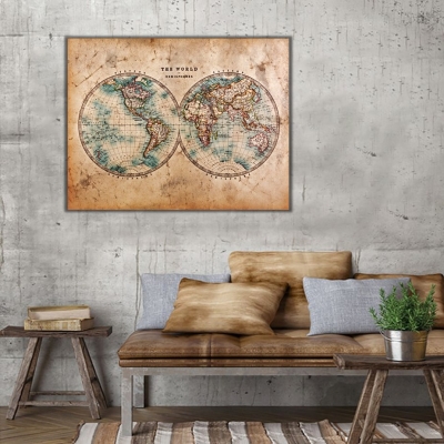Antik Dünya Haritası 4 Kanvas Tablo