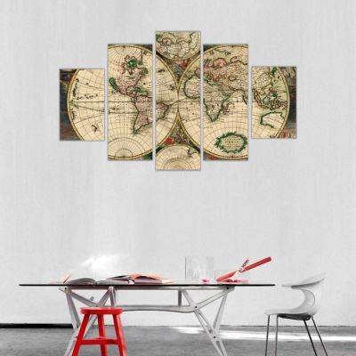 Antik Dünya Haritası Kanvas Tablo