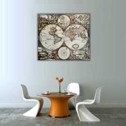 Antik Dünya Haritası Kanvas Tablo - 