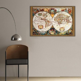 Antik Dünya Haritası Kanvas Tablo - 