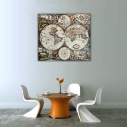 Antik Dünya Haritası Kanvas Tablo - 