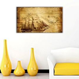 Antik Gemiler Panoramik Kanvas Tablo - 