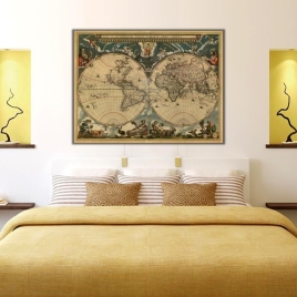 Antik Harita Kanvas Tablo - 