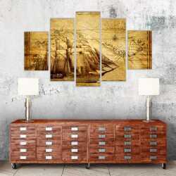 Antik Savaş Gemileri Kanvas Tablo - 