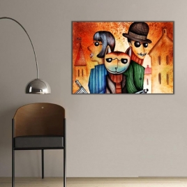 Arkadaş Kediler Kanvas Tablo - 