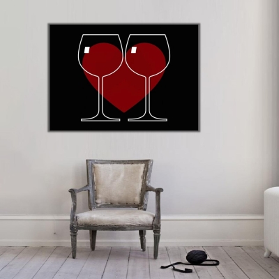 Aşk ve Kırmızı Şarap Kanvas Tablo