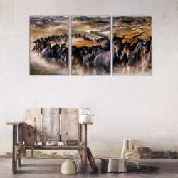 At Sürüsü Parçalı Kanvas Tablo - 