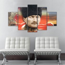 Atatürk 5 Parçalı Kanvas Tablo - 2
