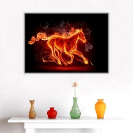 Ateş ve At Kanvas Tablo - 