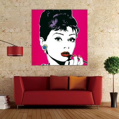 Audrey Hepburn Kare Kanvas Tablo