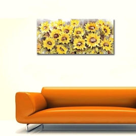 Ay Çiçekleri Yatay Panoramik Kanvas Tablo - 