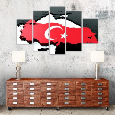 Ayyıldızlı Türkiye Haritası Kanvas Tablo