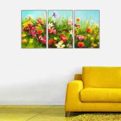 Bahar Çiçekleri Parçalı Kanvas Tablo - 