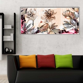 Beyaz Çiçekler Panoramik Kanvas Tablo - 