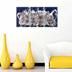 Beyaz Kaplanlar Parçalı Kanvas Tablo - 