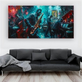 Blue Night Jazz Music Kanvas Tablo - 