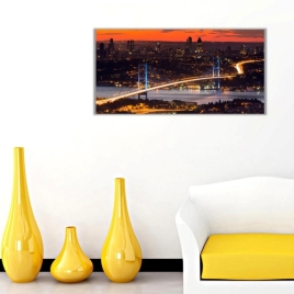Boğaz Köprüsü Akşam Manzarası Panoramik Kanvas Tablo - 