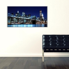 Broklyn Köprüsü Newyork Panoramik Kanvas Tablo - 