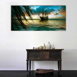 Büyük Yelkenli Panoramik Kanvas Tablo - 