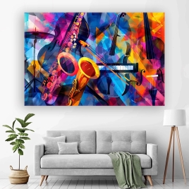 Caz Müzik Enstrümanları Kanvas Tablo - 