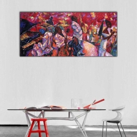 Caz Müzik ve Müzisyenler Panoramik Kanvas Tablo - 