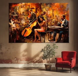 Çellist Kadın Kanvas Tablo - 