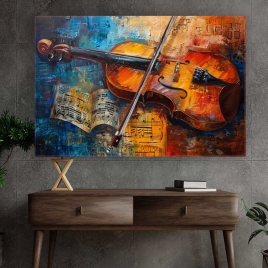 Çello Enstrüman Kanvas Tablo - 
