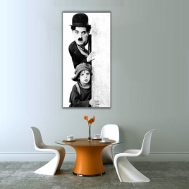 Charlie Chaplin Dikey Panoramik Kanvas Tablo 1 - 