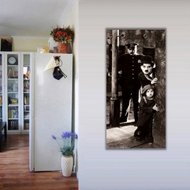Charlie Chaplin Dikey Panoramik Kanvas Tablo - 