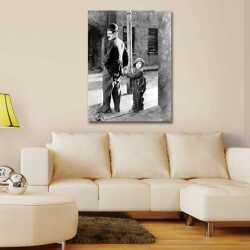 Charlie Chaplin ve Çocuk 1 Kanvas Tablo - 