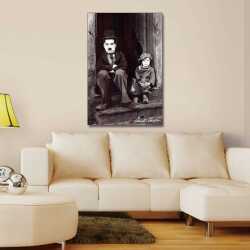 Charlie Chaplin ve Çocuk Kanvas Tablo - 