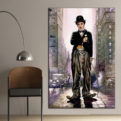 Charlie Chaplin Yağlı Boya Kanvas Tablo - 