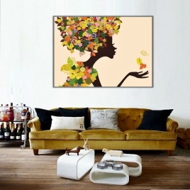 Çiçek Kadın Kanvas Tablo - 