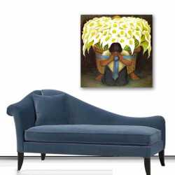 Çiçek Taşıyan Kadın Kanvas Tablo - 