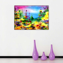 Çiçekler Arasından Deniz Tablosu - 