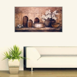 Çiçekler Panoramik Kanvas Tablo - 