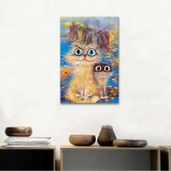 Cingöz Kediler Kanvas Tablo - 