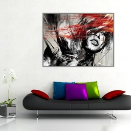 Çizgilerle Kadın Kanvas Tablo - 