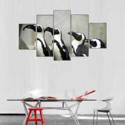 CNN Penguenleri 5 Parçalı Kanvas Tablo - 
