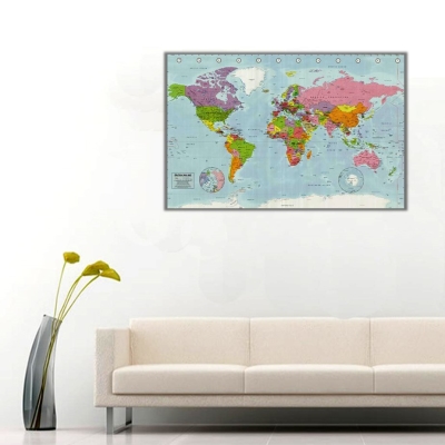 Coğrafi Dünya Haritası Kanvas Tablo