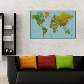 Coğrafi Dünya Haritası Kanvas Tablo 2 - 