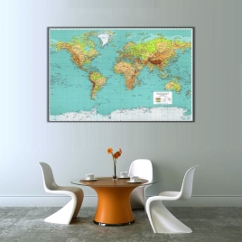 Coğrafi Dünya Haritası Kanvas Tablo - 