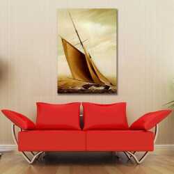 Dalgalarla Çarpışan Yelkenli Takım 1 Kanvas Tablo - 