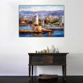 Deniz Feneri Manzara Tablosu - 